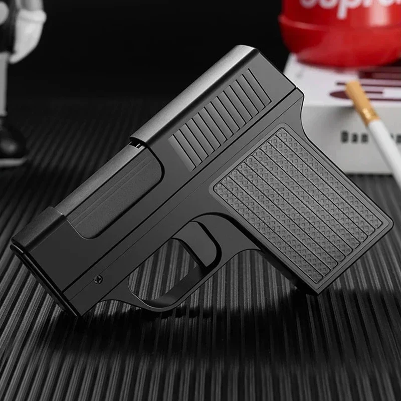 Unusual Pistol Style Lighters Cigarette Case Jet Turb Torch Lighter Capacity 10PCS Cigarette Windproof Cigar Lighter Man's Gift