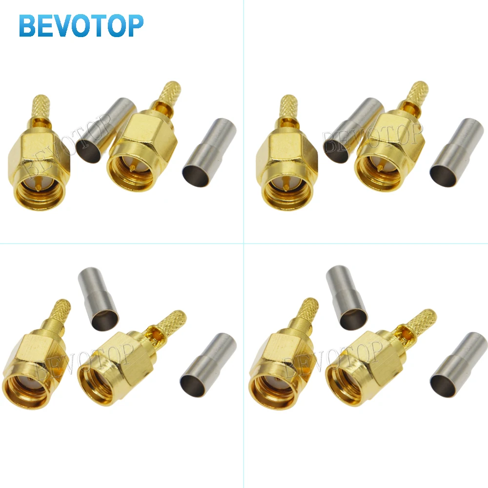 

100Pcs/lot RP-SMA/SMA Male/Female with Window Connector Crimp RG174 RG316 LMR100 RF Connector Gold Plated 50 Ohm BEV0TOP