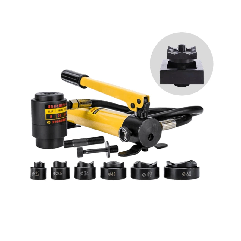 

SYK-8B 10 Ton Hydraulic Knockout Punch Driver Tool Kit Manual Handle Puncher Tools With Hole Digger Set Metal Sheet Puncher