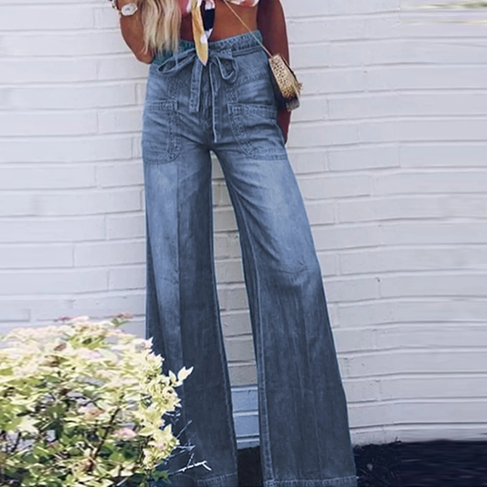 

Женские прямые джинсы с высокой талией, свободные широкие джинсовые брюки, повседневные модные универсальные джинсы с поясом, повседневные брюки для поездок на работу