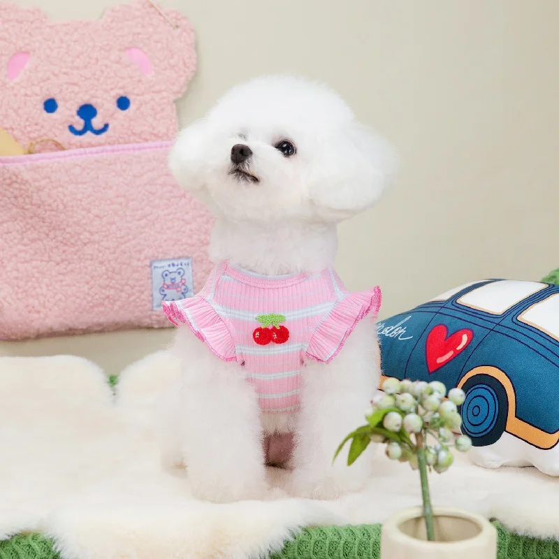 Pet Summer Vest for Dog Clothes Puppy Comfortable Doggy Clothing Vestidos for Small Medium Dogs Thin T Shirt With Strawberry