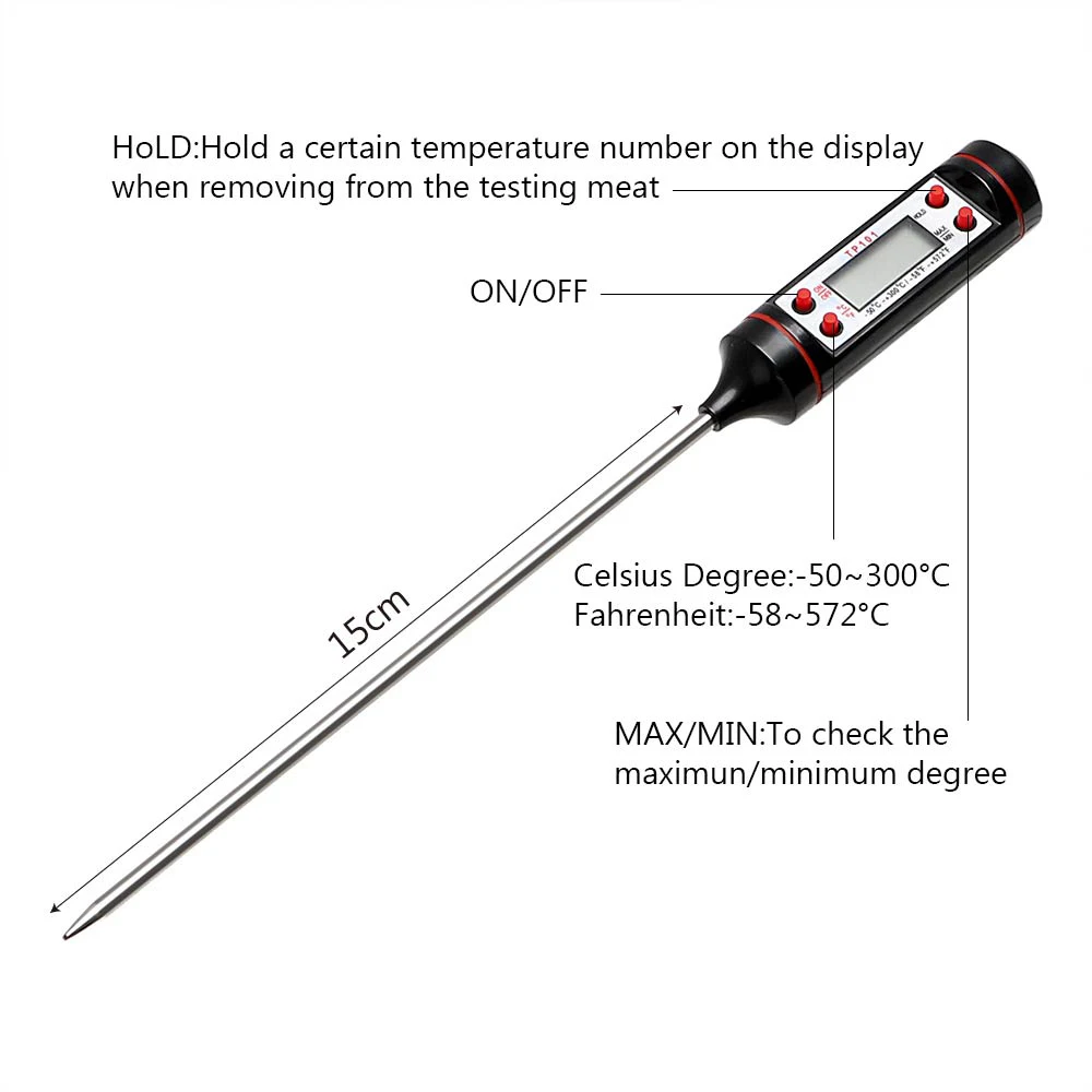 DIYWORK Meat Food Probe Kitchen Cooking Weather Station Temperature Sensor Temperature Instrument Electronic Digital Thermometer