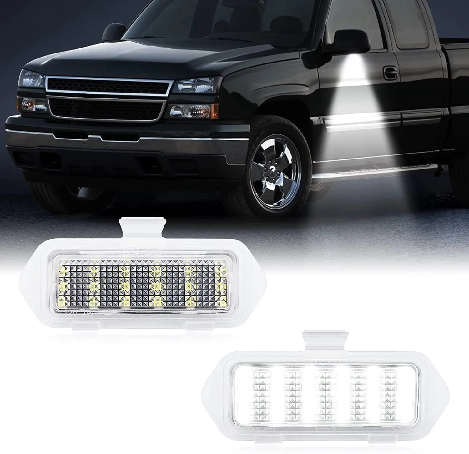 

2x LED Side Rearview Mirror Light Puddle Lights For Chevrolet Silverado 1500 Avalanche Tahoe For Cadillac Escalade 2003-2006