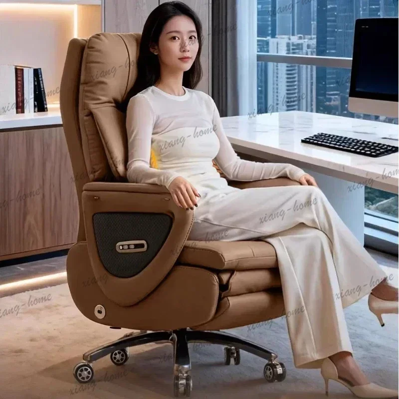 LJY Deluxe Leather Desk Modern Massage Office Chair Comfortable Sedentary Business Ergonomic Computer Chairs Armchair Furniture