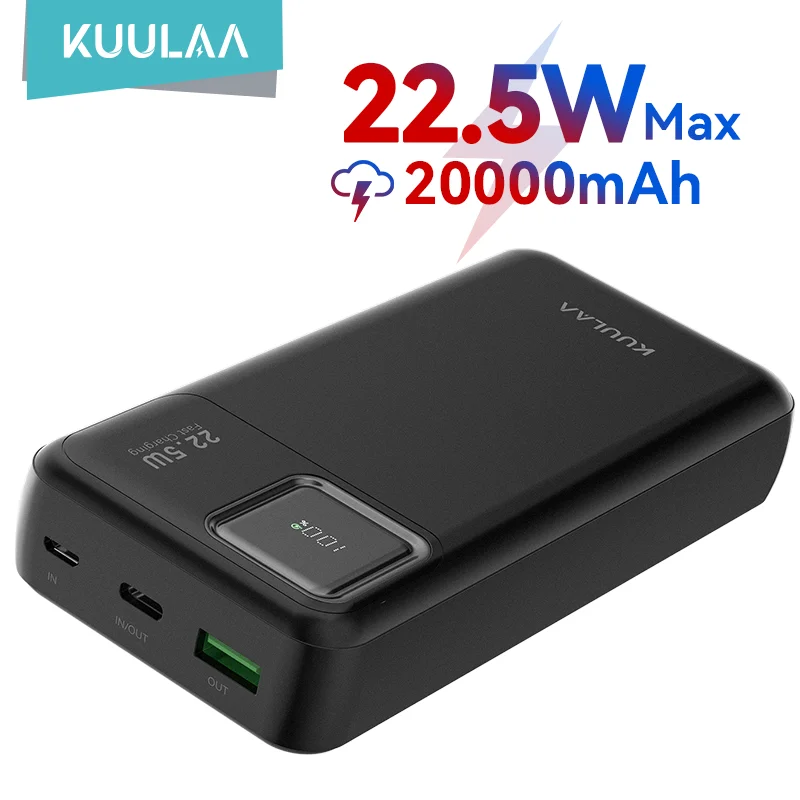 KUULAA Power Bank 20000mAh External Battery Large Capacity 22.5W Fast Charging Portable Charger For iPhone xiaomi poco Powerbank