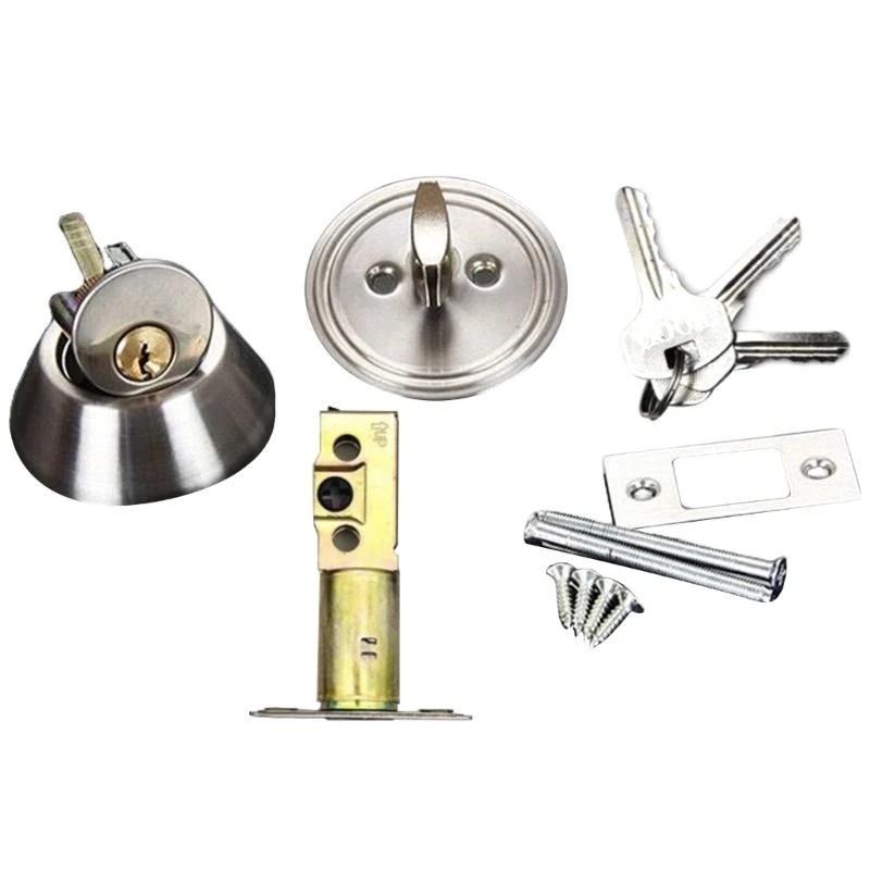 

JU64 Round Entry Door Handle Front Doorknob with Lock and Key Stainless Steel Modern Entrance Locksets Hardware Enduring