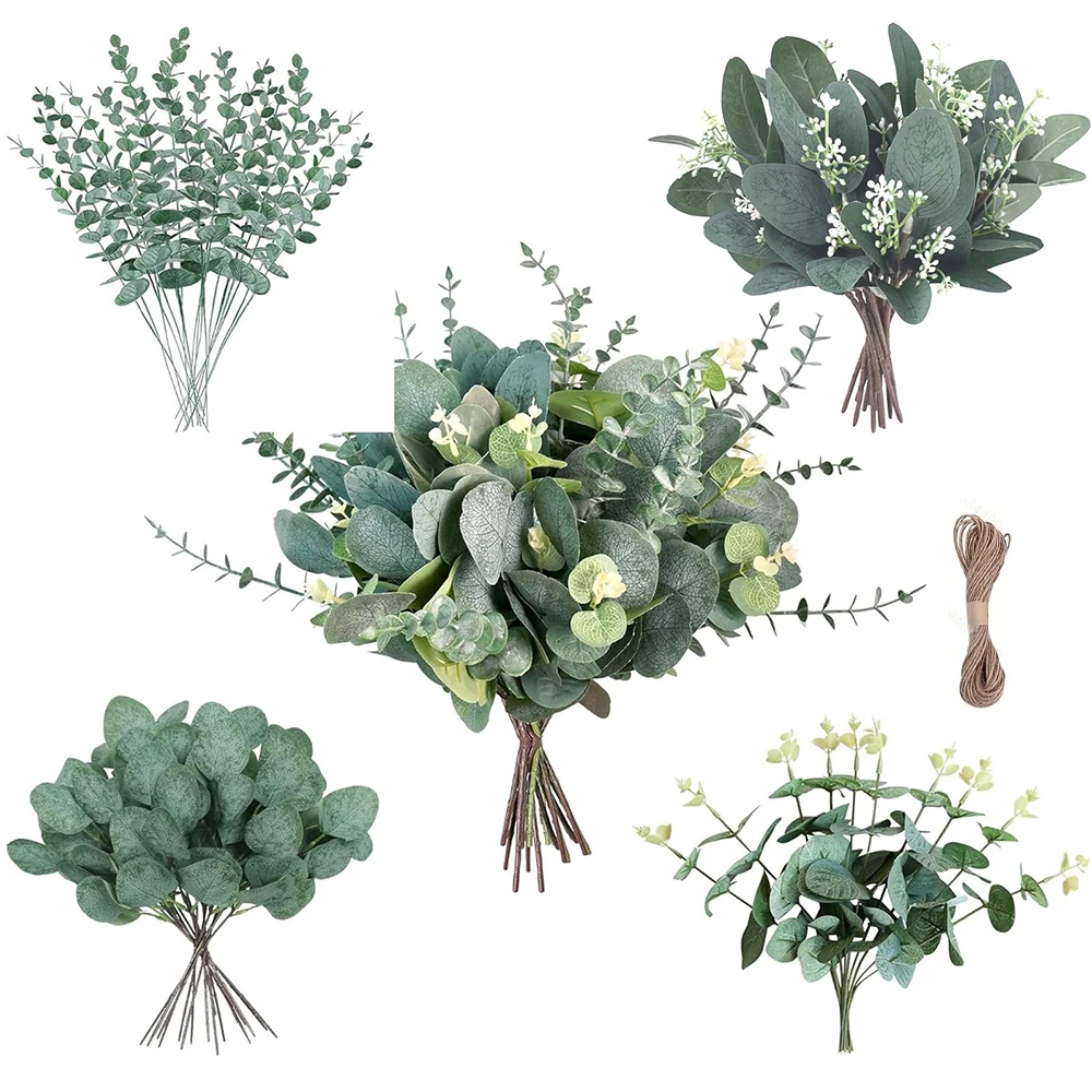 

30/40Pcs Artificial Eucalyptus Leaves Stems Fake Flowers Eucalyptus Plant Branch for Wedding Floral Arrange Table Home Decor