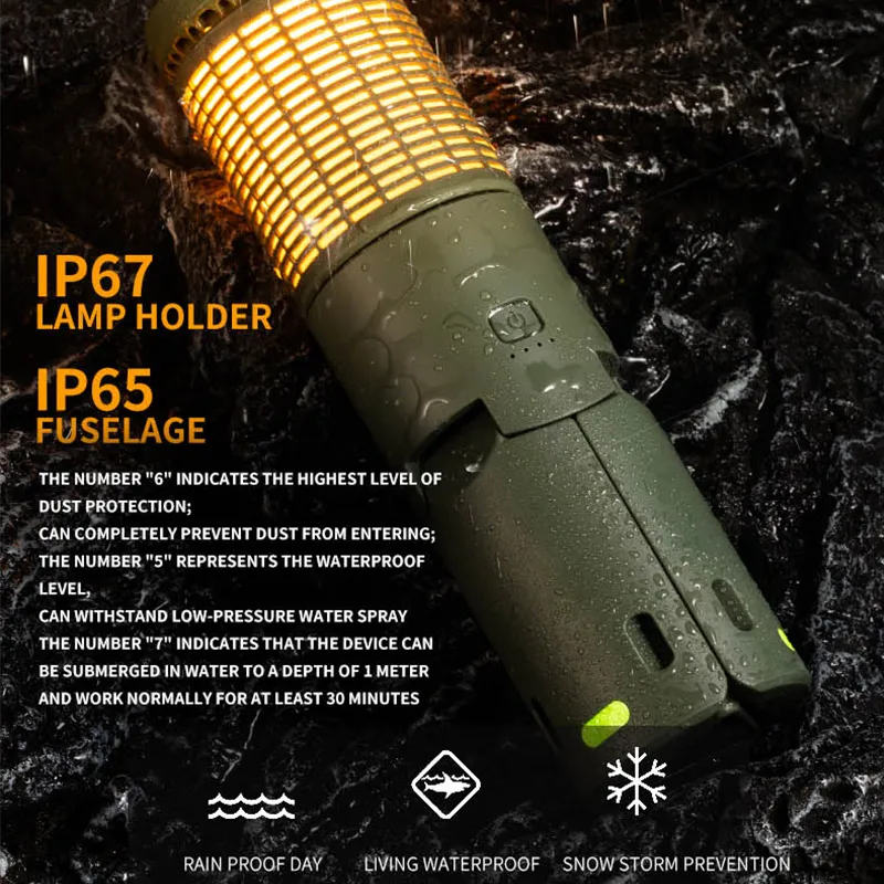 للطي التخييم ضوء المحمولة تلسكوبي الفوانيس المدمج في 10000mAh في الهواء الطلق مصباح مغناطيسي مقاوم للماء مع قاعدة حامل مثلث