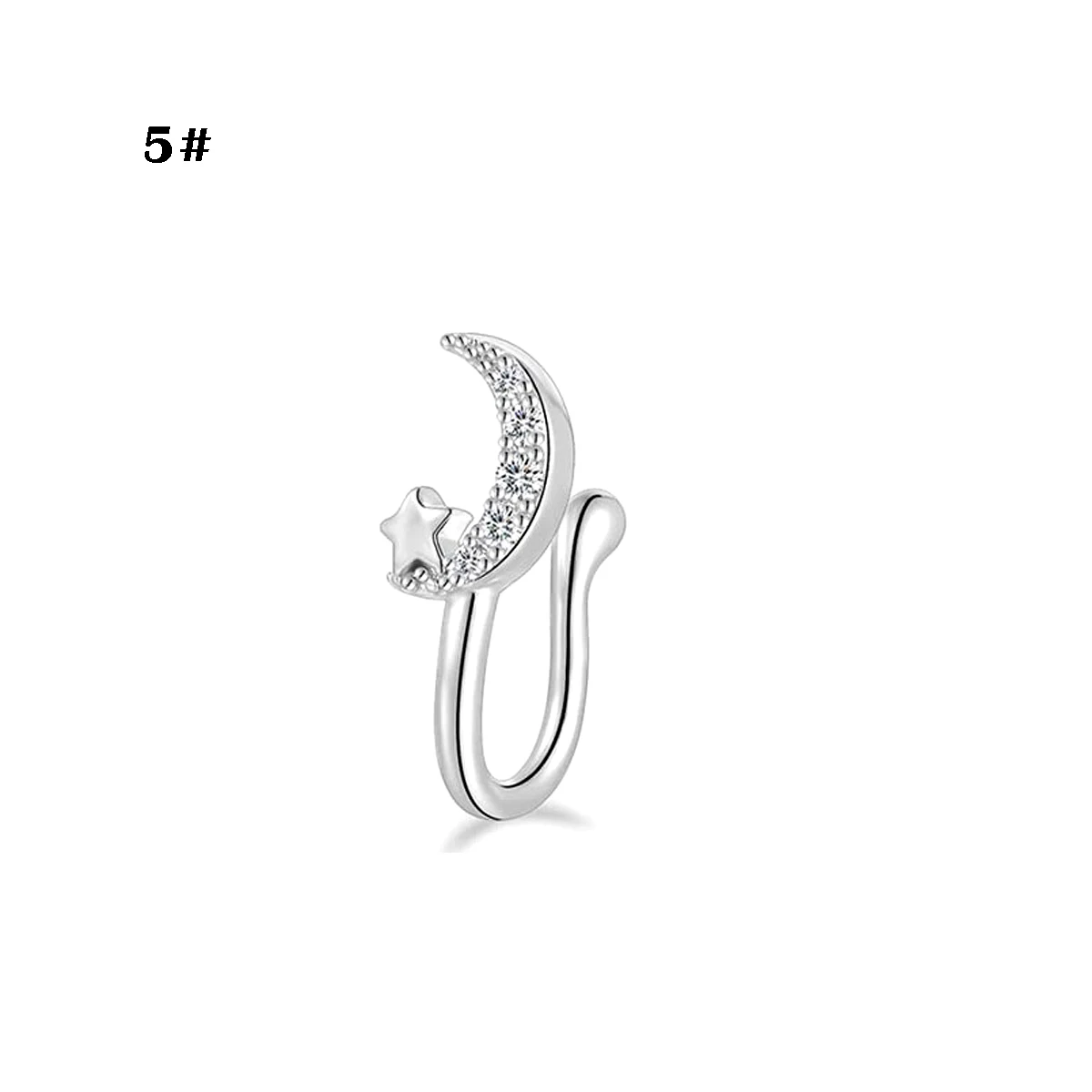 Nose ring copper inlaid zircon non perforated heart pendant fake human puncture jewelry