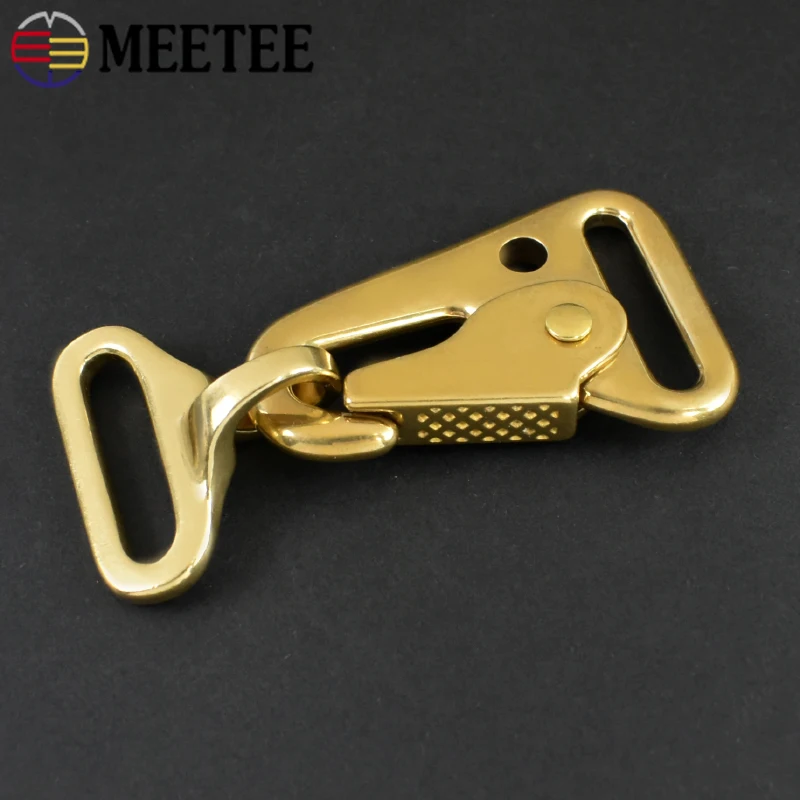 

1Pc Meetee 29/50mm Solid Brass Buckle Olecranon Spring Hook Outdoor Carabiner Pet Collar Snap Buckles DIY Hardware Accessories