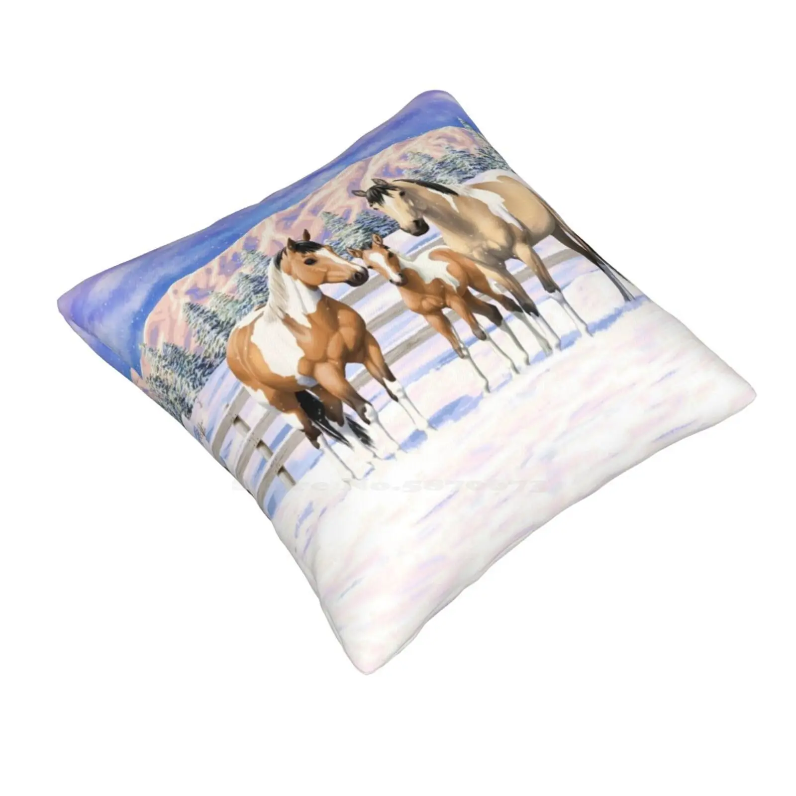 Pinto Dun Paint Quarter Horses In Snow Throw Cushion Pillow Cover Horse Paint Horse Quarter Horse Dun Horse Pinto Foal Paint