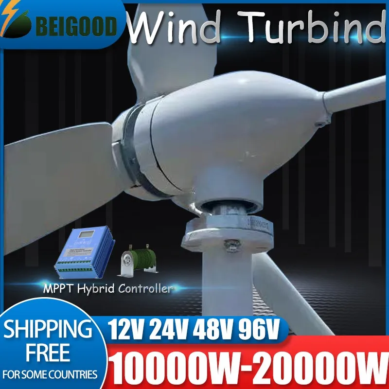6000W Low Start Wind Speed Horizontal Axis Wind Turbine 12V 24V 48V 3 Phase Permanent Magnet Generator for Boat Cabin