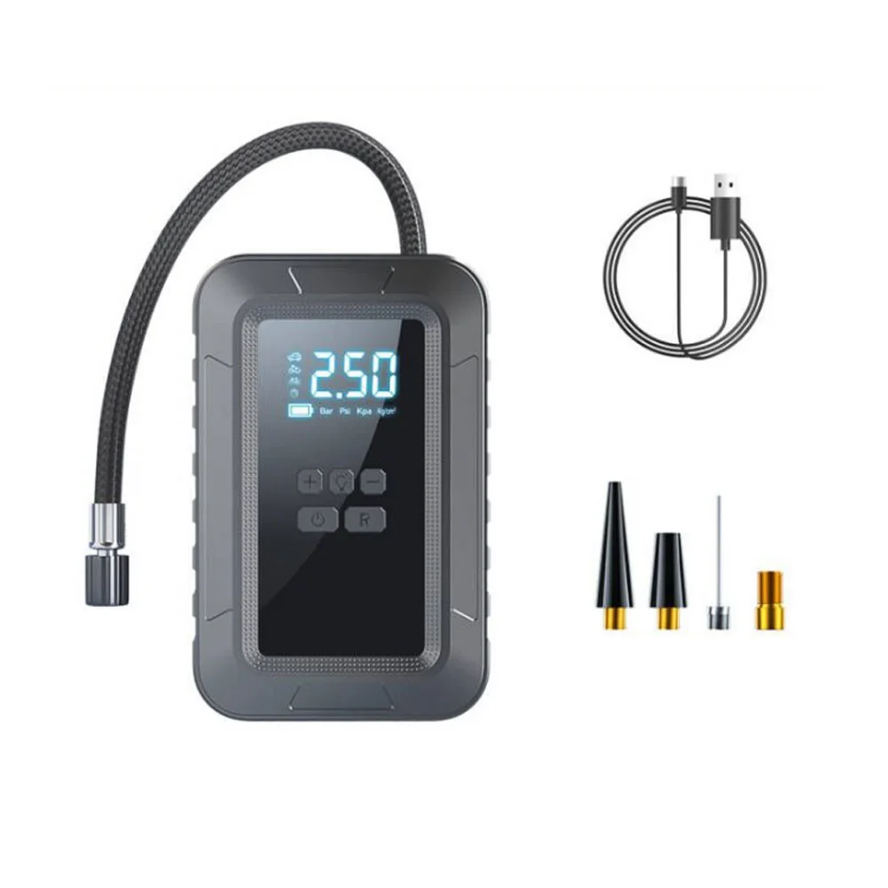 

Portable Tire Inflator Portable Air Compressor Rechargeable 4000mAh Cordless Air Pump With Pressure Gauge LED Light