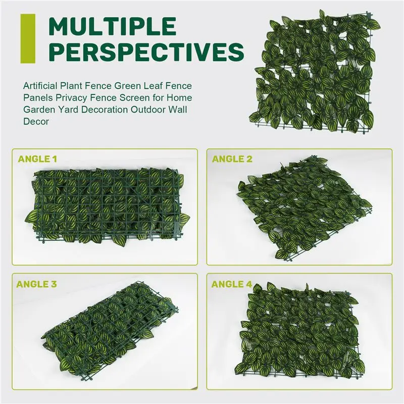 ABGG-Artificial Plant Fence Green Leaf Fence Screen For Home Garden Yard Decoration Outdoor Wall Decor