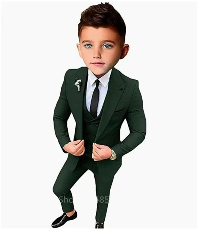 

Handsome Boy Suit Three piece Set Suit Blazer Vest Pants Single Breasted Elegant Children Piano Performance Evening Dresses