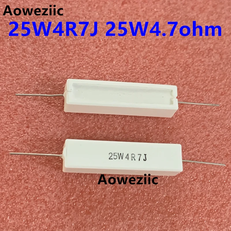 10Pcs/Lot 25W4.7ohm 25W4.7RJ 25W4.7ΩJ 25W4R7J RX27 Horizontal Cement Resistor Ceramic Resistance Precision ±5% Power Resistance