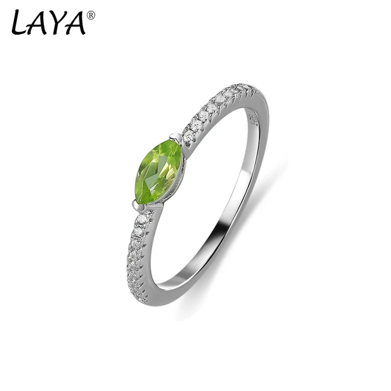 

LAYA 100% 925 Sterling Silver Shining Gemstone Natural Peridot Finger Rings For Women Wedding Engagement Luxury Fine Jewelry