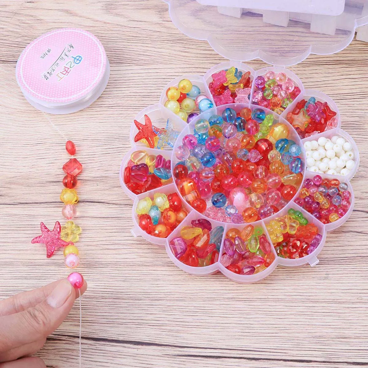 1 set di perline assortite per bambini set fai da te fatto a mano kit di perline artigianali educativi per bambini creatività mano occhio coordinazione