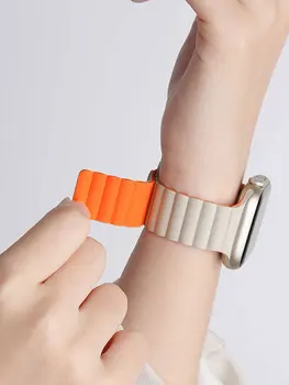 Apple Watch 밴드 용 마그네틱 스트랩 45mm 38mm 49mm 40 42 41mm 실리콘 스포츠 팔찌 iWatch 시리즈 울트라 10 9 6 5 7 8 se 44mm