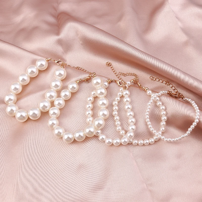 Aihua 4/6/8/10/14mm Koreanische Elegante Perle Perlen Armband für Frauen Trend Imitation perle Armband Hochzeit Schmuck Geschenke – Detail 5