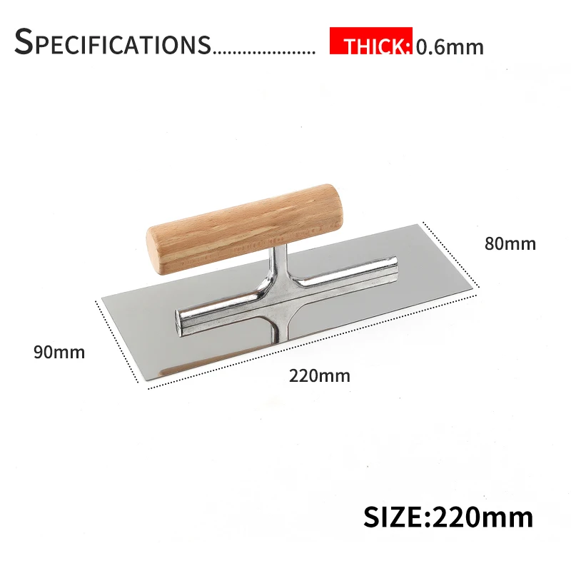 1Pcs Stainless Steel Professional Bricklaying Trowel Cement Scraper Mud Board Construction Plastering Tool with Plastic Handle