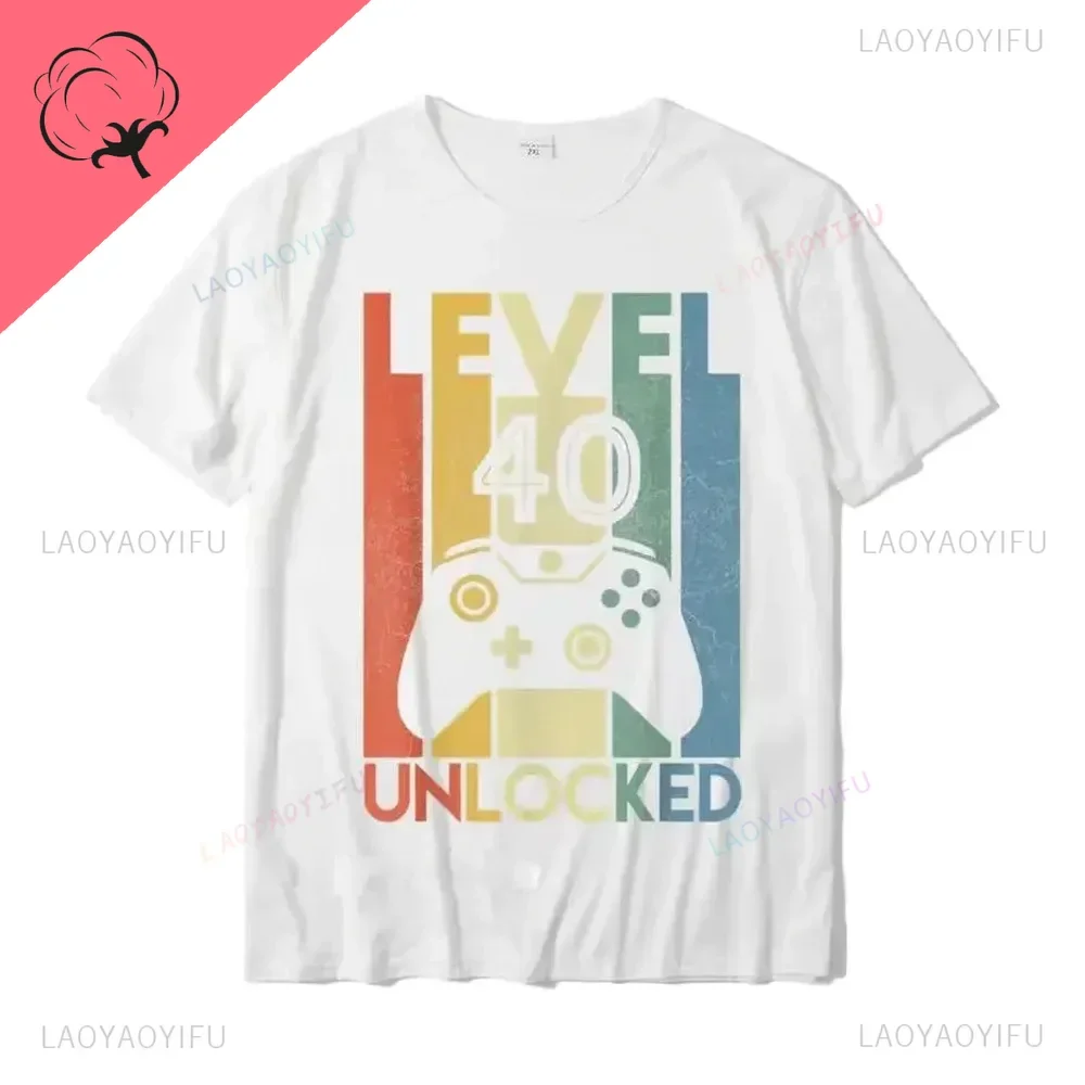 Level 40 Unlocked  Funny Video Gamer 40th Birthday Gift T- Printed On  For Men Wholesale T Shirts Party