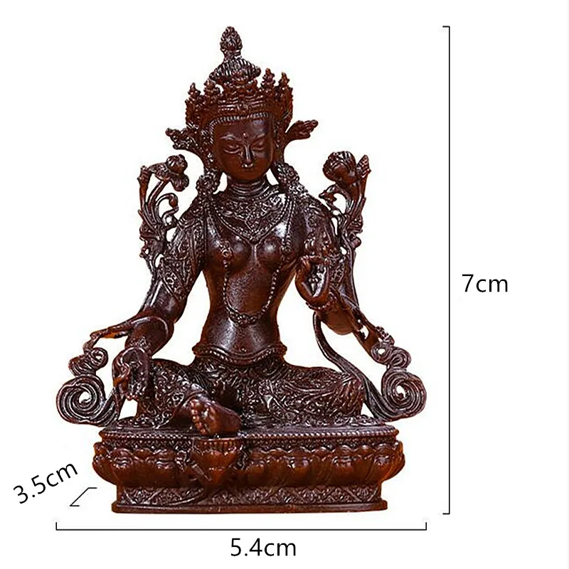 7cm Color Mini Copper Green Tara Statue Buddha Handle Pocket Retro Carving Tranic Temple Decorate Bodhisattva Figurine