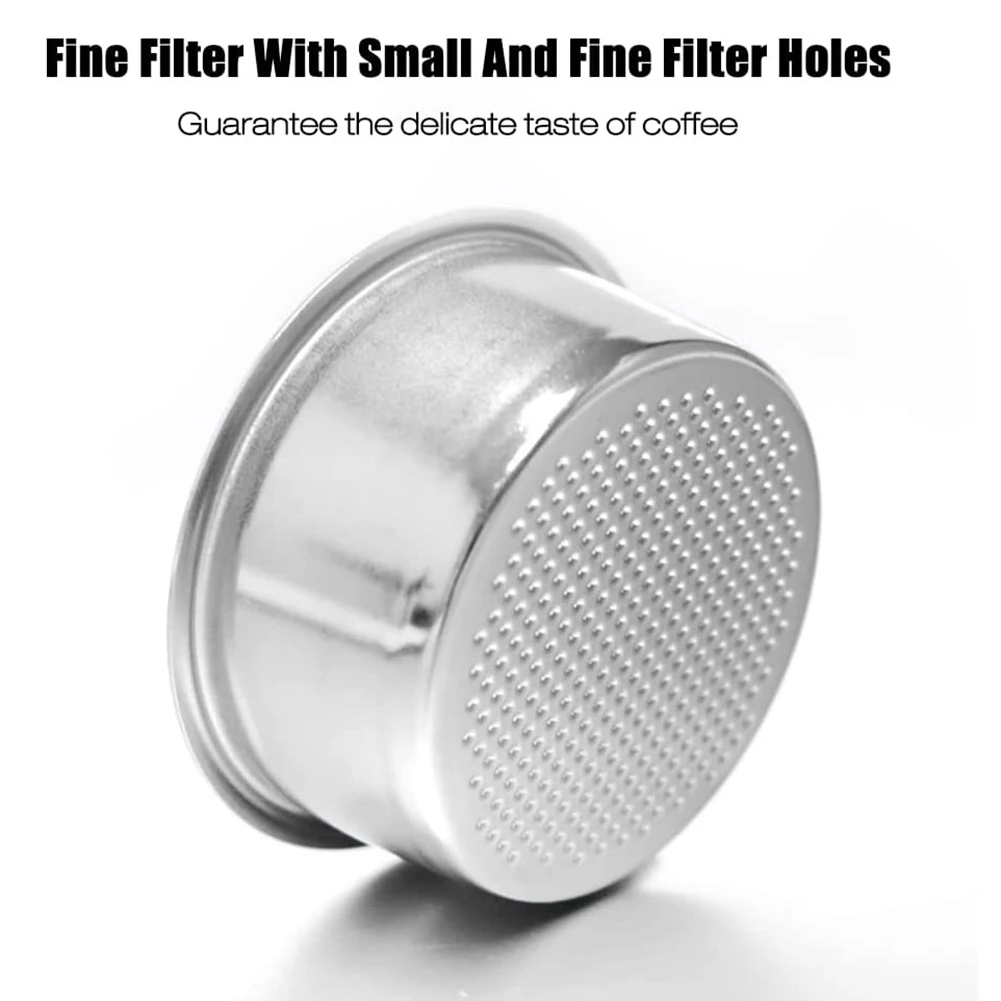 Cesta de filtro de café de 51mm, filtro de 2 tazas y 1 taza portafiltro sin fondo, filtro de café de acero inoxidable de 2 piezas