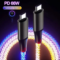 PD60W 27W Super Fast Charging Data Cable TYPE-C To USB Dual TYPE-C High-speed Data Transfer Gradient Light Wire Universal