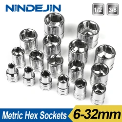 NINDEJIN 1pc 6-32mm 6 point Metric hexagonal hex socket sleeve tool cr-v 1/2