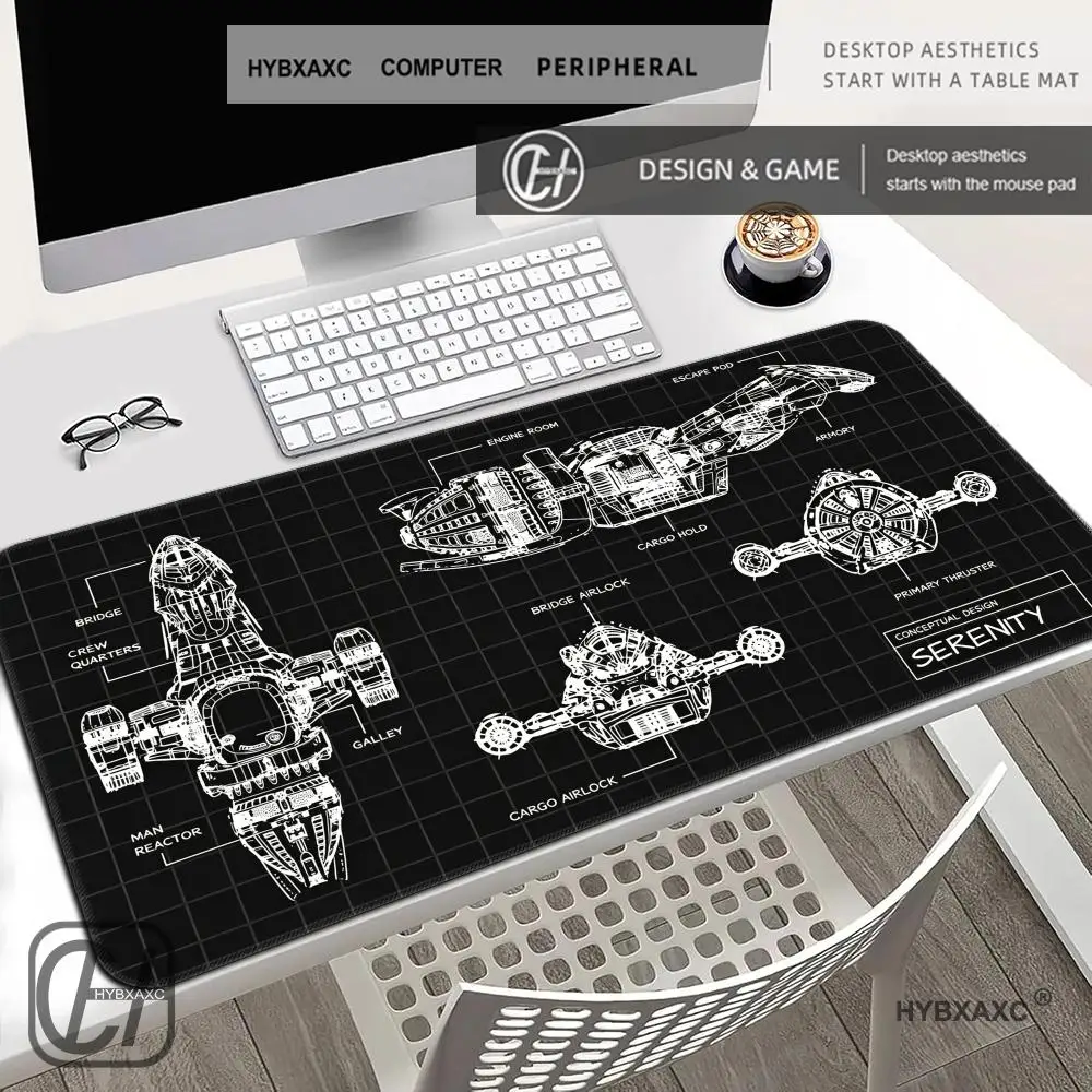 

HYBXAXC Sci-Fi Spaceship Blueprint Gaming Mouse Pad Non-Slip Waterproof Desk for Gamers Extended Large Mousepad for Sci-Fi Fans