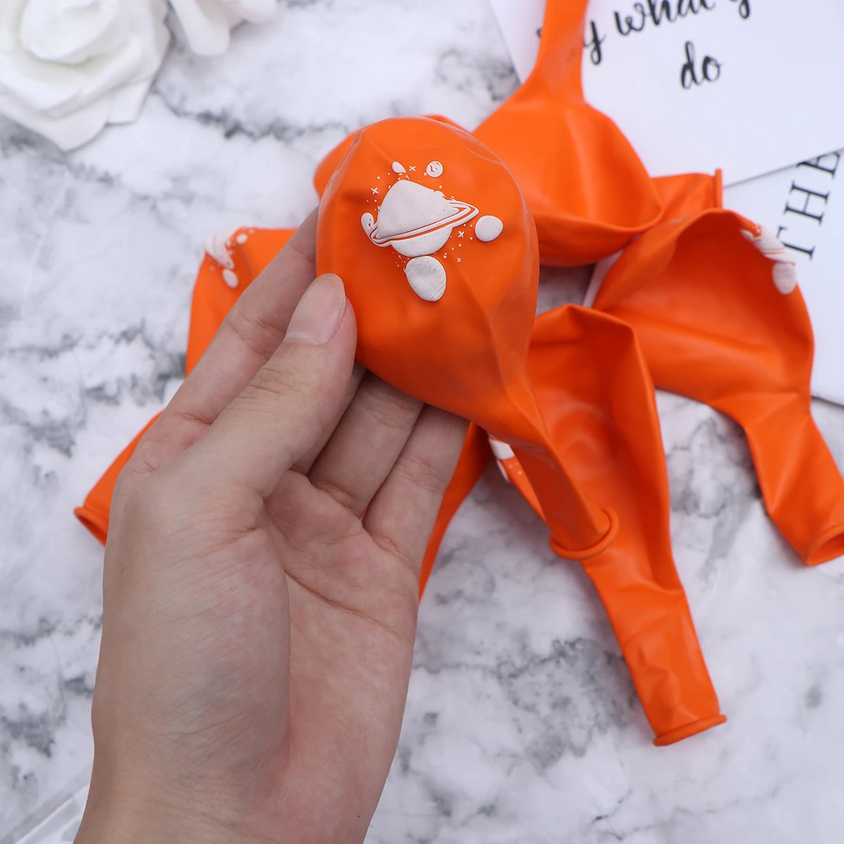 

10Pcs Latex Balloons Planet Print Orange Balloon Set for Party Wedding Decoration Supplies Festive Atmosphere Kids Room Outdoor