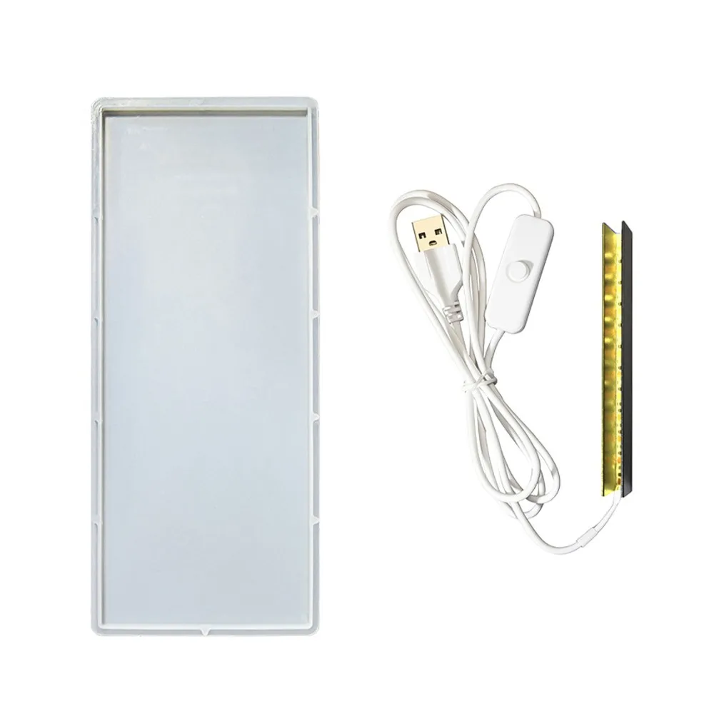 Silicone Mold Rectangular Silicone Lamp Making Mold White 9.92x4.17in DIY Dried Flower Night Light Silicone Template