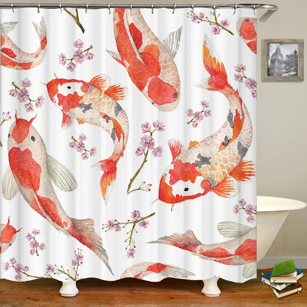 Chinese Style Flower Bird Shower Curtains Waterproof Bathroom   Curtain 3d Printed Fabric With Hooks Decoration Shower Curtain