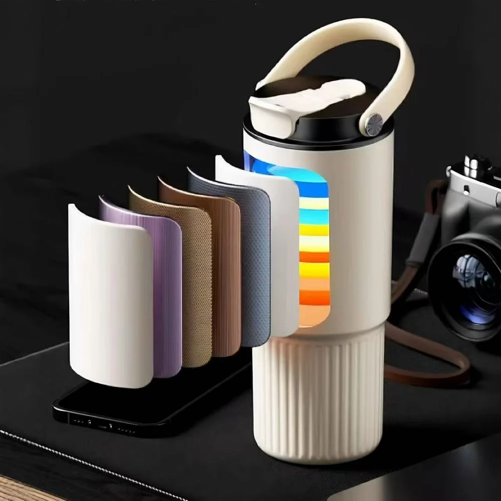 Tumbler with Handle and Lid Double Stainless Steel Insulated Travel Cup 720ML Thermos Water Bottle  Keeps ColdHot