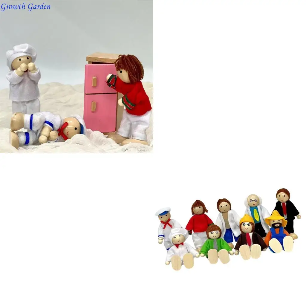

Interactive Wooden Family Dolls Set for Kids Learning and Social Skill Development E65D