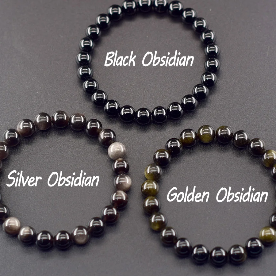 Pulsera de Obsidiana Plateada Natural y Turmalina para Hombre y Mujer, Cuentas de Piedra Natural Original, Cristal Negro, Protección Energética Espiritual, Joyería