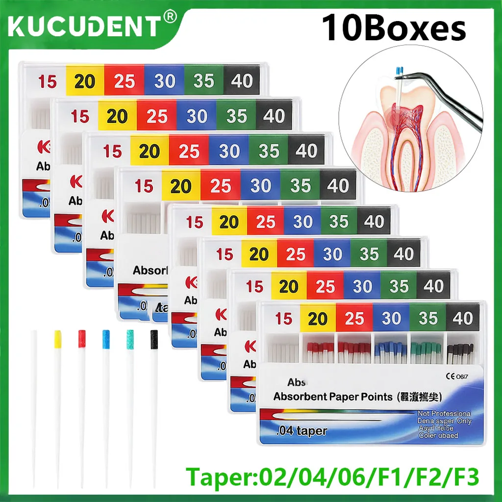 

10Boxes Dental Absorbent Paper Points Moisture Absorbing Paper Tips Taper 0.02 0.04 0.06 F1 F2 F3 Dentistry Clinics Consumables