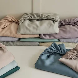 Solid Tencel Lyocell Bed Sheet and Fitted Sheet Single Piece Silk Texture Silk Smooth Ice Silk