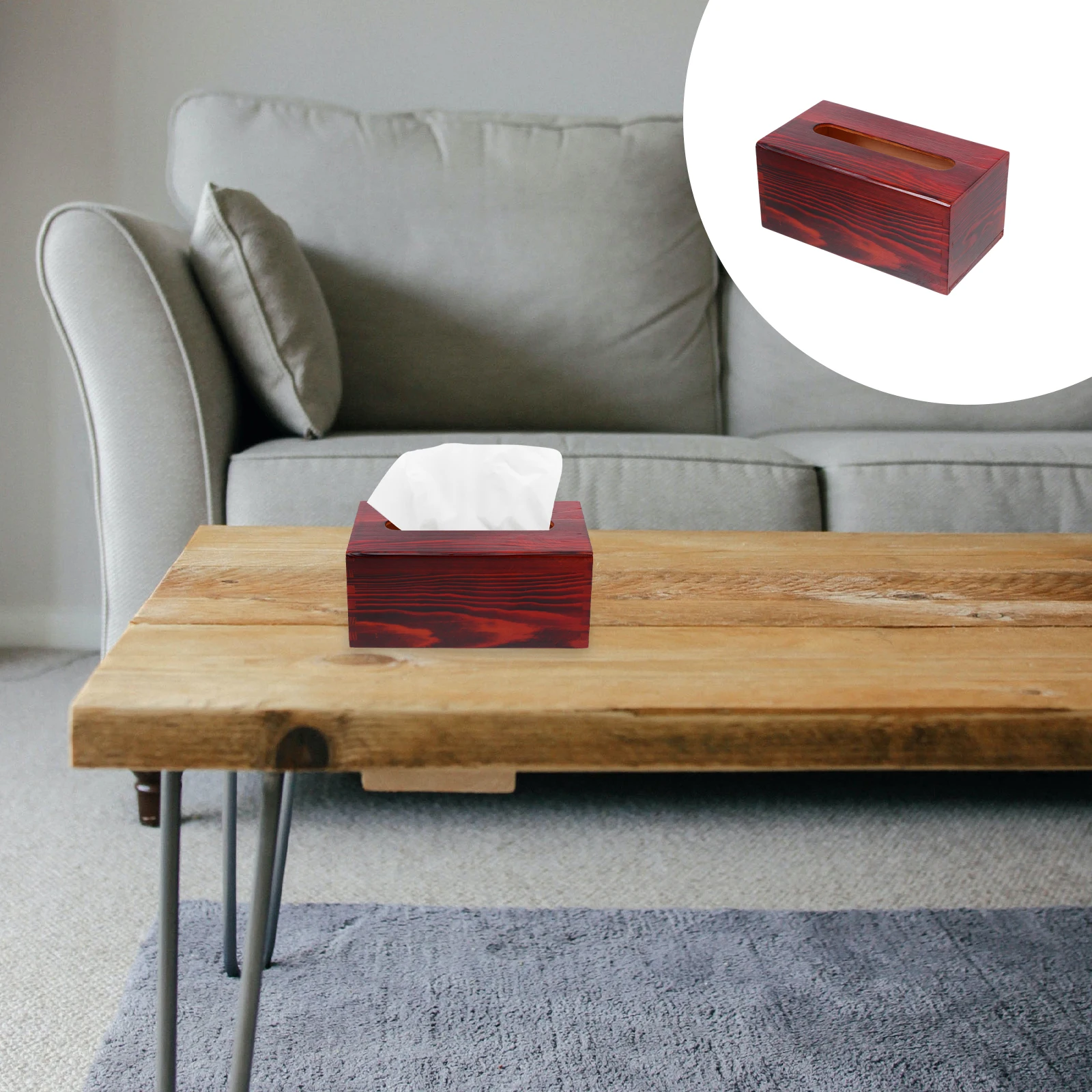 

Wooden Vintage Tissue Box Retro Napkin Holder Storage ganizer Rectangular Wood Grain Smooth Rounded Corners Pull Out
