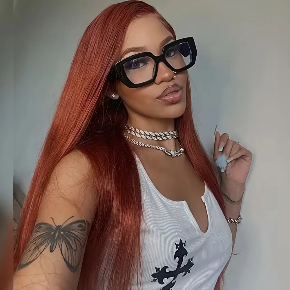 البني المحمر 13X4 HD الدانتيل الجبهة الباروكات الشعر البشري 13X6 مستقيم الدانتيل الجبهة الباروكات النحاس الأحمر الملونة خصلات الشعر المستعار الإنسان للنساء