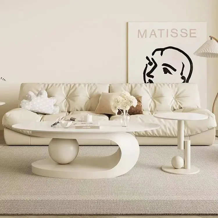 Oval coffee table rock slab  simple household living room explosion tableNordic style coffee table small apartment