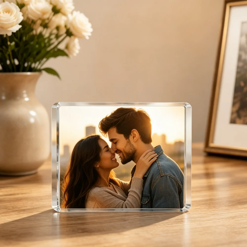 Personalized Custom Photo Rectangle Acrylic Block Display Plaque, Creative Desktop Decor Home Ornament, Unique Customized Gift