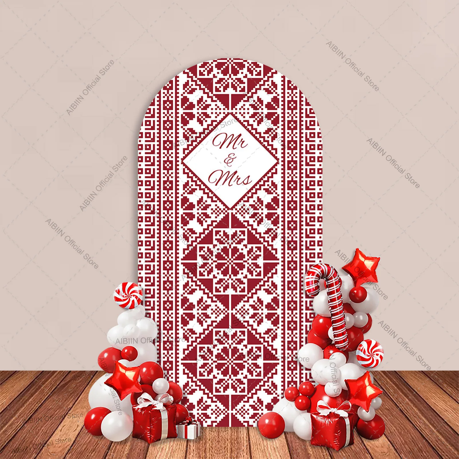 Burgundy Bohemian Mr & Mrs Wedding Arch Backdrop Cover Henna Traditional Embroidery Bride Party Decor Background - view 2