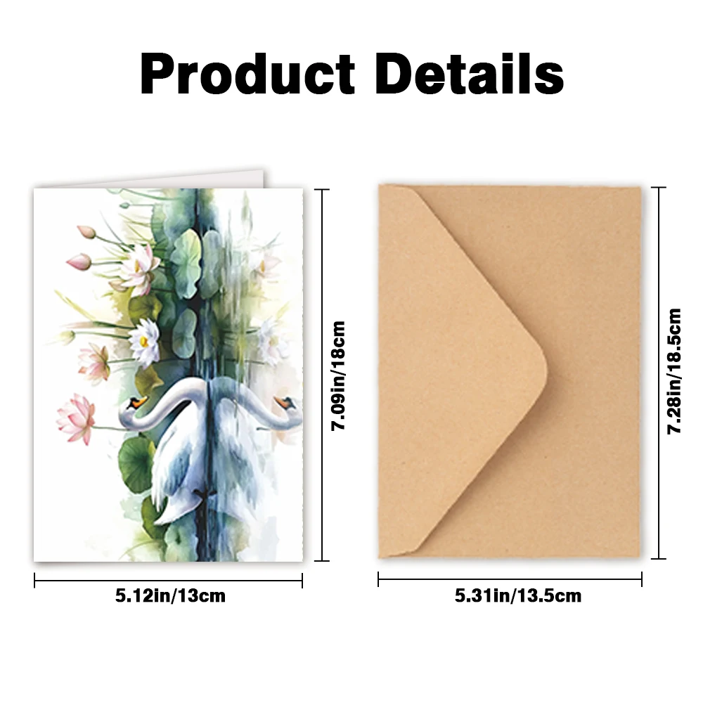 24pcs Watercolor Style Lotus & Animal Greeting Cards Set with Envelopes, DIY Invitation Cards, Multifunctional Fun, Express Love - view 2