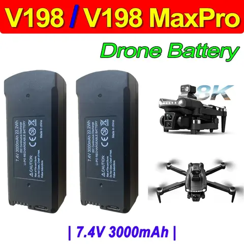 기존 7.4V 3000mAh V198 MAX PRO 드론 배터리 v198 8K GPS RC Quadcopter V198 예비 배터리 Dron 액세서리 부품