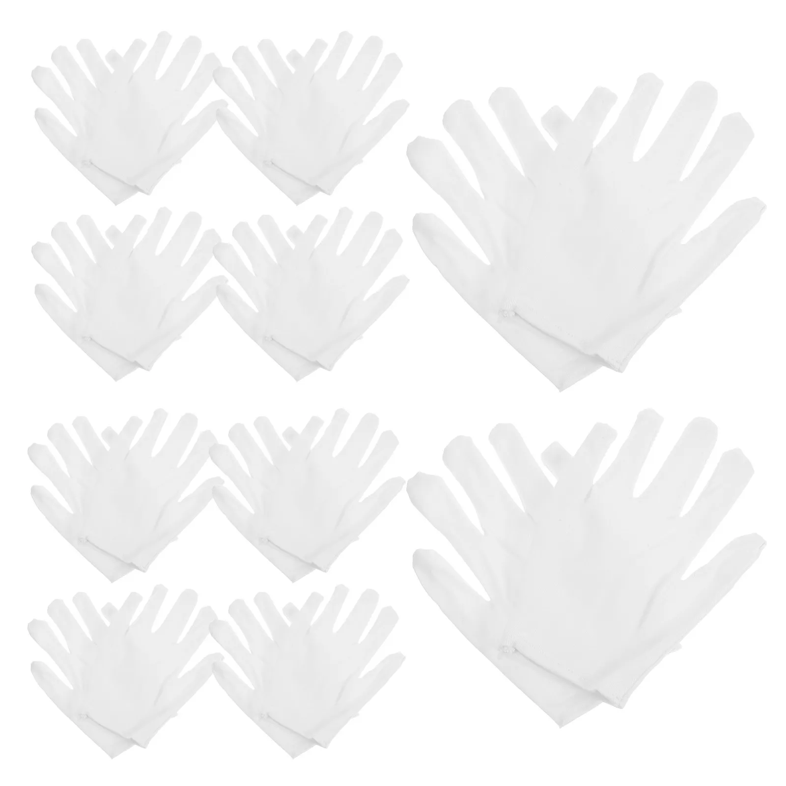 10Pairs White Cotton Jewelry Gloves Soft Stretchable Protective Gloves for Jewelry Handling Polishing Santa Soft