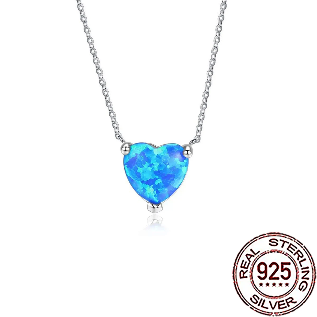 

QooLady S925 элегантное ожерелье в форме сердца с мистическим синим опалом для женщин, обручальное свадебное украшение SD072