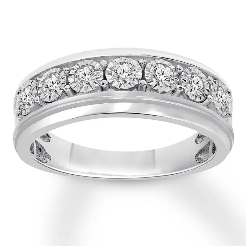 Gentleman's Men's Wedding Row Diamond Ring