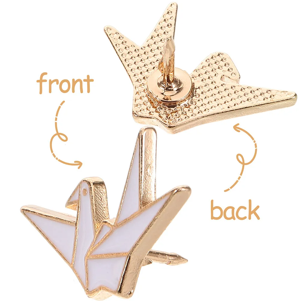 6Pcs Origami Crane Brooch Pins Cartoon Style Cute Metal Lapel Pins for Daily Wear Clothes Backpacks Sweaters Pin Badges